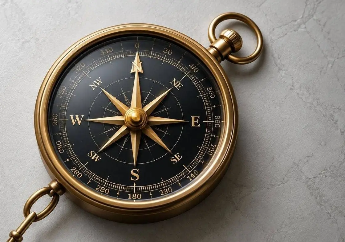 Vintage brass compass, symbolising clear direction and new perspectives