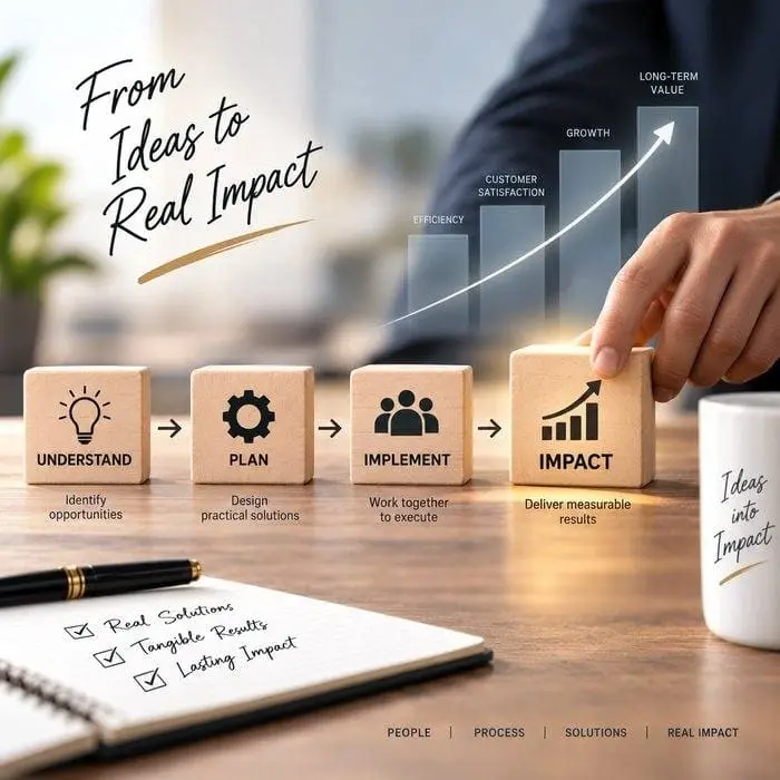 From Ideas to Real Impact: Understand, Plan, Implement and Impact building blocks, delivering real solutions, tangible results and lasting impact