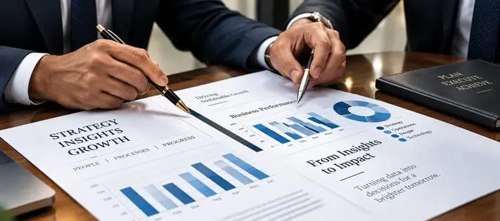 Consultant mapping out a strategy and roadmap from business performance data