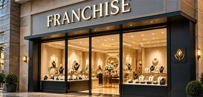 Franchise jewellery storefront with illuminated signage